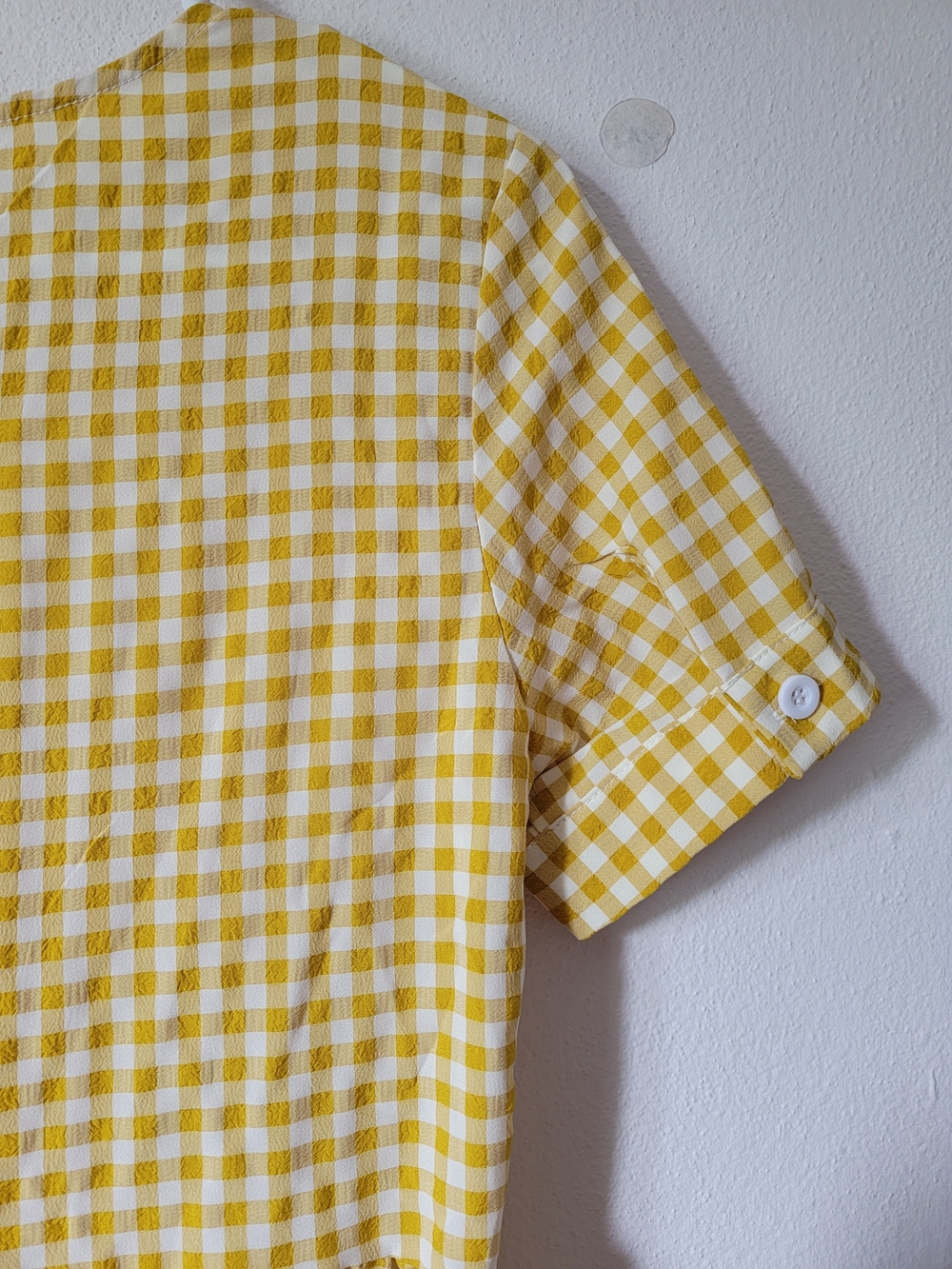 *SALE 2/$20* Womens Yellow Gingham Tiered Mini Dress 100% Cotton Size S - Picture 4 of 14